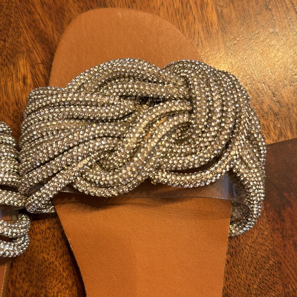 Silver Gem Flat Sandals - image 2